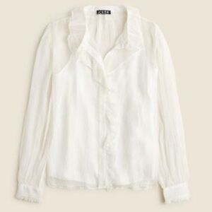 NWT J Crew Elegant White Ruffled Blouse size 4